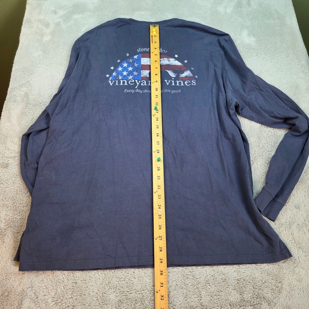 Vineyard Vines Long Sleeve T-Shirt Mens XL Patriotic American Flag Whale Navy - Picture 5 of 6